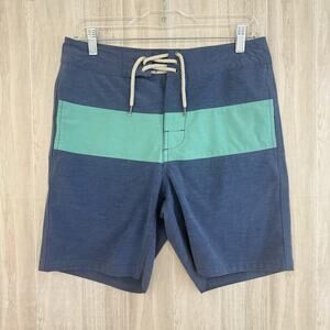Faherty Board Shorts Mens 28 Blue Color Block Quick Dry Surf Swim Beach Pool